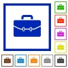 Satchel with two buckles flat color icons in square frames on white background - Satchel with two buckles flat framed icons