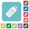 Working remote control white flat icons on color rounded square backgrounds - Working remote control rounded square flat icons