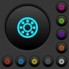 Bearings dark push buttons with color icons - Bearings dark push buttons with vivid color icons on dark grey background