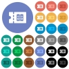 Hi-fi shop discount coupon round flat multi colored icons - Hi-fi shop discount coupon multi colored flat icons on round backgrounds. Included white, light and dark icon variations for hover and active status effects, and bonus shades.