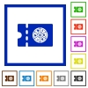 Pizzeria discount coupon flat color icons in square frames on white background - Pizzeria discount coupon flat framed icons