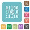 Digital fingerprint white flat icons on color rounded square backgrounds - Digital fingerprint rounded square flat icons