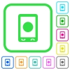 Mobile media record vivid colored flat icons - Mobile media record vivid colored flat icons in curved borders on white background