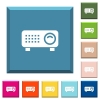 Video projector white icons on edged square buttons - Video projector white icons on edged square buttons in various trendy colors