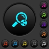 Share search dark push buttons with color icons - Share search dark push buttons with vivid color icons on dark grey background