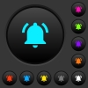 Active notification dark push buttons with vivid color icons on dark grey background - Active notification dark push buttons with color icons