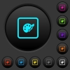 Adjust object color dark push buttons with vivid color icons on dark grey background - Adjust object color dark push buttons with color icons