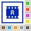 Movie award flat color icons in square frames on white background - Movie award flat framed icons