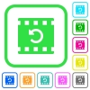 Undo movie changes vivid colored flat icons - Undo movie changes vivid colored flat icons in curved borders on white background