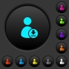 Download user account dark push buttons with color icons - Download user account dark push buttons with vivid color icons on dark grey background
