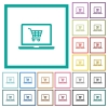 Webshop flat color icons with quadrant frames - Webshop flat color icons with quadrant frames on white background