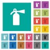 Fire extinguisher multi colored flat icons on plain square backgrounds. Included white and darker icon variations for hover or active effects. - Fire extinguisher square flat multi colored icons