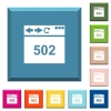 Browser 502 Bad gateway white icons on edged square buttons - Browser 502 Bad gateway white icons on edged square buttons in various trendy colors