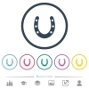 Horseshoe flat color icons in round outlines - Horseshoe flat color icons in round outlines. 6 bonus icons included.