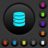 Single database dark push buttons with color icons - Single database dark push buttons with vivid color icons on dark grey background