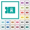 Railroad discount coupon flat color icons with quadrant frames - Railroad discount coupon flat color icons with quadrant frames on white background