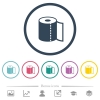 Paper towel flat color icons in round outlines - Paper towel flat color icons in round outlines. 6 bonus icons included.