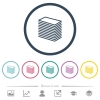 Paper stack flat color icons in round outlines. 6 bonus icons included. - Paper stack flat color icons in round outlines