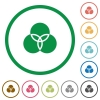Color filter flat icons with outlines - Color filter flat color icons in round outlines on white background