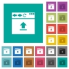 Browser upload square flat multi colored icons - Browser upload multi colored flat icons on plain square backgrounds. Included white and darker icon variations for hover or active effects.