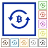 Bitcoin pay back flat framed icons - Bitcoin pay back flat color icons in square frames on white background