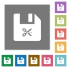 Cut file square flat icons - Cut file flat icons on simple color square backgrounds