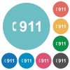 Emergency call 911 flat round icons - Emergency call 911 flat white icons on round color backgrounds