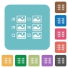 Multiple image selection with checkboxes rounded square flat icons - Multiple image selection with checkboxes white flat icons on color rounded square backgrounds