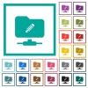 FTP edit flat color icons with quadrant frames - FTP edit flat color icons with quadrant frames on white background