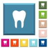 Single tooth white icons on edged square buttons in various trendy colors - Single tooth white icons on edged square buttons
