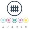 Fence flat color icons in round outlines. 6 bonus icons included. - Fence flat color icons in round outlines
