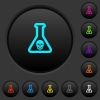 Dangerous chemical experiment dark push buttons with color icons - Dangerous chemical experiment dark push buttons with vivid color icons on dark grey background