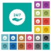 24 hours seven service sticker square flat multi colored icons - 24 hours seven service sticker multi colored flat icons on plain square backgrounds. Included white and darker icon variations for hover or active effects.