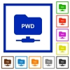 FTP print working directory flat color icons in square frames on white background - FTP print working directory flat framed icons