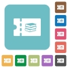 Bookstore discount coupon rounded square flat icons - Bookstore discount coupon white flat icons on color rounded square backgrounds