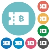 Bitcoin discount coupon flat round icons - Bitcoin discount coupon flat white icons on round color backgrounds