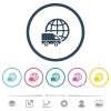 International transport flat color icons in round outlines. 6 bonus icons included. - International transport flat color icons in round outlines