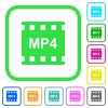 mp4 movie format vivid colored flat icons - mp4 movie format vivid colored flat icons in curved borders on white background