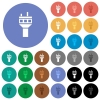 Air control tower round flat multi colored icons - Air control tower multi colored flat icons on round backgrounds. Included white, light and dark icon variations for hover and active status effects, and bonus shades.