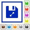 Uncompress file flat color icons in square frames on white background - Uncompress file flat framed icons