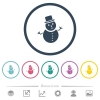 Snowman flat color icons in round outlines. 6 bonus icons included. - Snowman flat color icons in round outlines