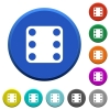Domino six beveled buttons - Domino six round color beveled buttons with smooth surfaces and flat white icons