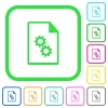 Executable file vivid colored flat icons - Executable file vivid colored flat icons in curved borders on white background