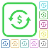 Dollar pay back vivid colored flat icons - Dollar pay back vivid colored flat icons in curved borders on white background