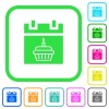 Birthday vivid colored flat icons in curved borders on white background - Birthday vivid colored flat icons