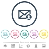 Sending email flat color icons in round outlines. 6 bonus icons included. - Sending email flat color icons in round outlines