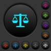 Weight balance dark push buttons with vivid color icons on dark grey background - Weight balance dark push buttons with color icons