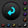 Return arrow dark push buttons with vivid color icons on dark grey background - Return arrow dark push buttons with color icons