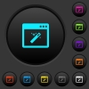 Application wizard dark push buttons with vivid color icons on dark grey background - Application wizard dark push buttons with color icons