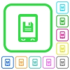 Mobile save data vivid colored flat icons in curved borders on white background - Mobile save data vivid colored flat icons